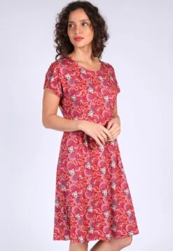 Kleid Eva Oriental Flower - Rubin -Modekleidung 03 032310042501