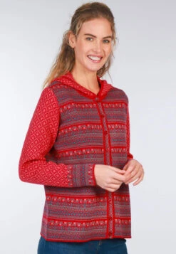 Strickjacke Freya Tulip Bow - Rubin -Modekleidung 03 062410008501