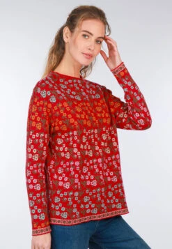 Pullover Sofia Millefleurs - Rubin -Modekleidung 03 062410011501