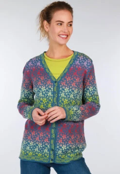 Strickjacke Christi Flower- Azure -Modekleidung 03 062410012314