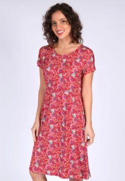 Kleid Eva Oriental Flower - Rubin -Modekleidung 05 032310042501