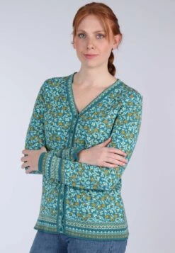 Strickjacke Christi Blossom - Emerald -Modekleidung 05 062320007231