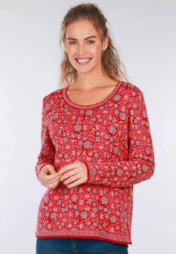 Pullover Josefine Geo Flower - Poppy -Modekleidung 05 062410019489