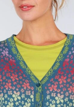 Strickjacke Christi Flower- Azure -Modekleidung 07 062410012314