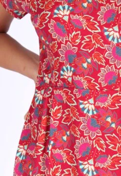 Kleid Eva Oriental Flower - Rubin -Modekleidung 08 032310042501