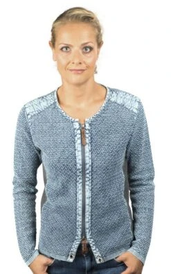 PIECE OF BLUE Damen Strickjacke Stone Wash