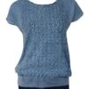 PIECE OF BLUE Damen Luftiger Strickpulli Rot/ Iceblau/ Weiß