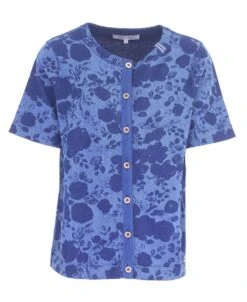 PIECE OF BLUE Damen Strickjacke Indigo Muster