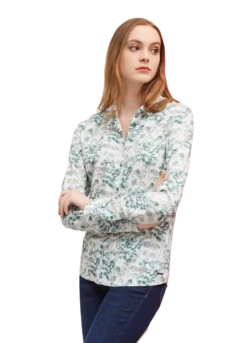 Saint James Damen Bluse Floral Grün Weiß
