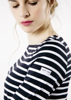 Saint James Da. Bretagne Shirt Anti UV Navy Weiß -Modekleidung 3846 6t 3 navy neige phare 53