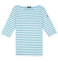 Saint James Da. Bretagne Shirt Anti UV Navy Weiß -Modekleidung 3846 Saint James Shirt Phare neige poeme