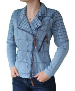 PIECE OF BLUE Kurzjacke Patchworkoptik