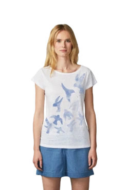 Päälä Damen Shirt Leinen Vögel