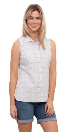 Breakeburn Bluse Weiß Mit Blau