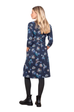 Brakeburn Florales Kleid Dunkelblau -Modekleidung Brakeburn Kleid blau Blumen 2