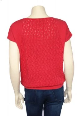 PIECE OF BLUE Damen Luftiger Strickpulli Rot/ Iceblau/ Weiß -Modekleidung Piece of blue 1212 0298 0240 Strick kurz1