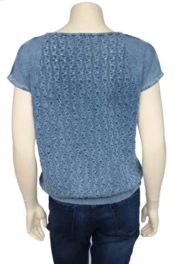 PIECE OF BLUE Damen Luftiger Strickpulli Rot/ Iceblau/ Weiß -Modekleidung Piece of blue 1212 0298 0700 Strick kurz1