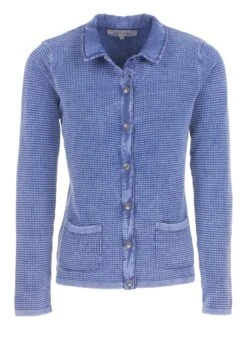 PIECE OF BLUE Damen Strickjacke Ice Blau Stone Wash