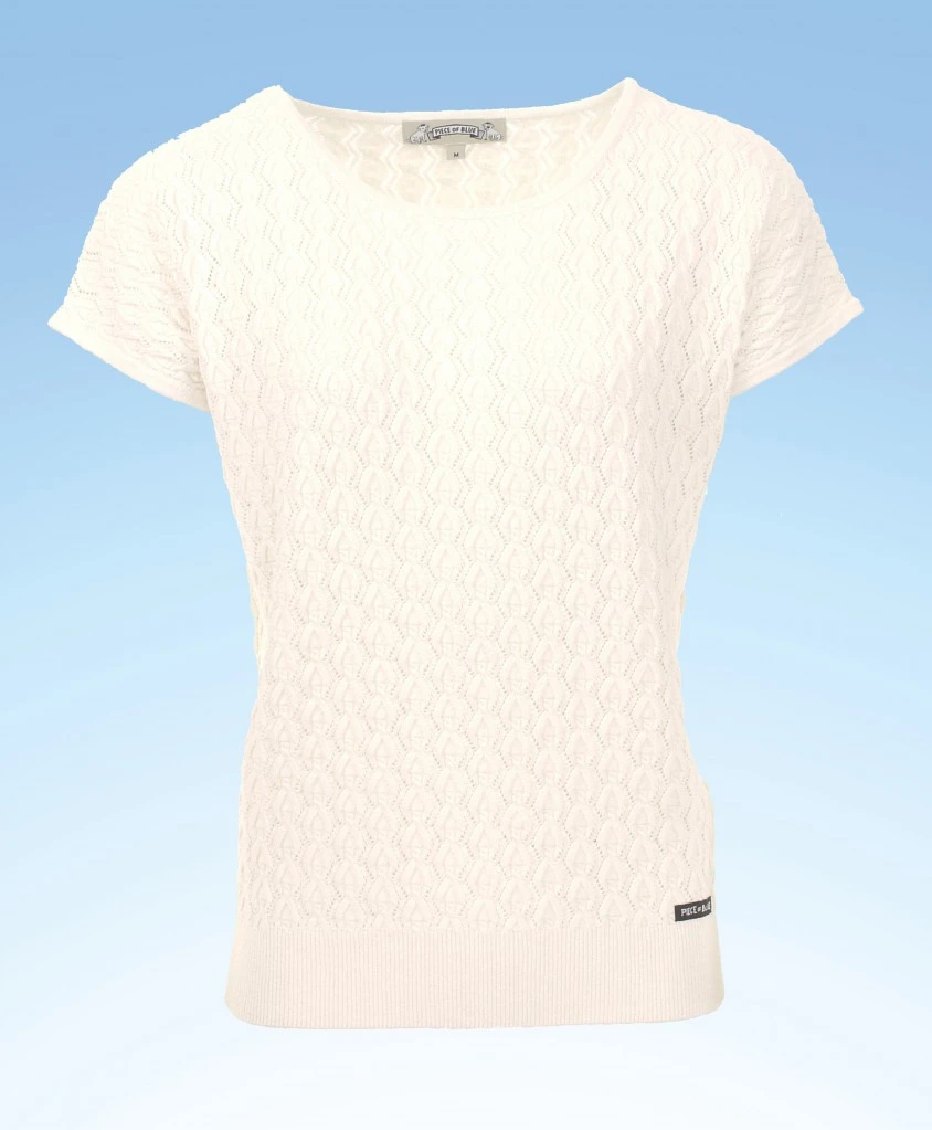 PIECE OF BLUE Damen Luftiger Strickpulli Weiß 4 PIECE OF BLUE Damen Luftiger Strickpulli Weiß – Bild 2