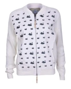 PIECE OF BLUE Damen Strickjacke Weiß