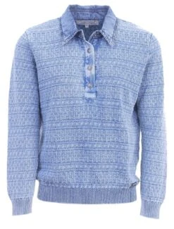 PIECE OF BLUE Damen Pullover Stone Wash Oder Weiß