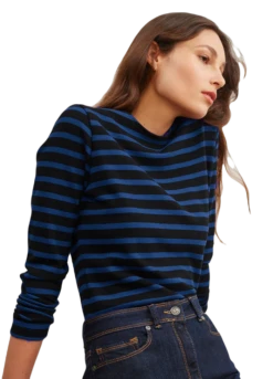 Saint James Da. Shirt Gestrickt 35 Saint James Da. Shirt Gestrickt -Modekleidung Saint James 4135 Meridame schwarz blau 2