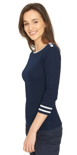 Sea Ranch Da. Shirt 3/4 Arm Baumwolle -Modekleidung Sea Ranch Charlotte 16 6 104 navy Damen Shirt 4