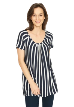 Sea Ranch Da. Shirt Ecru Navy Streifen